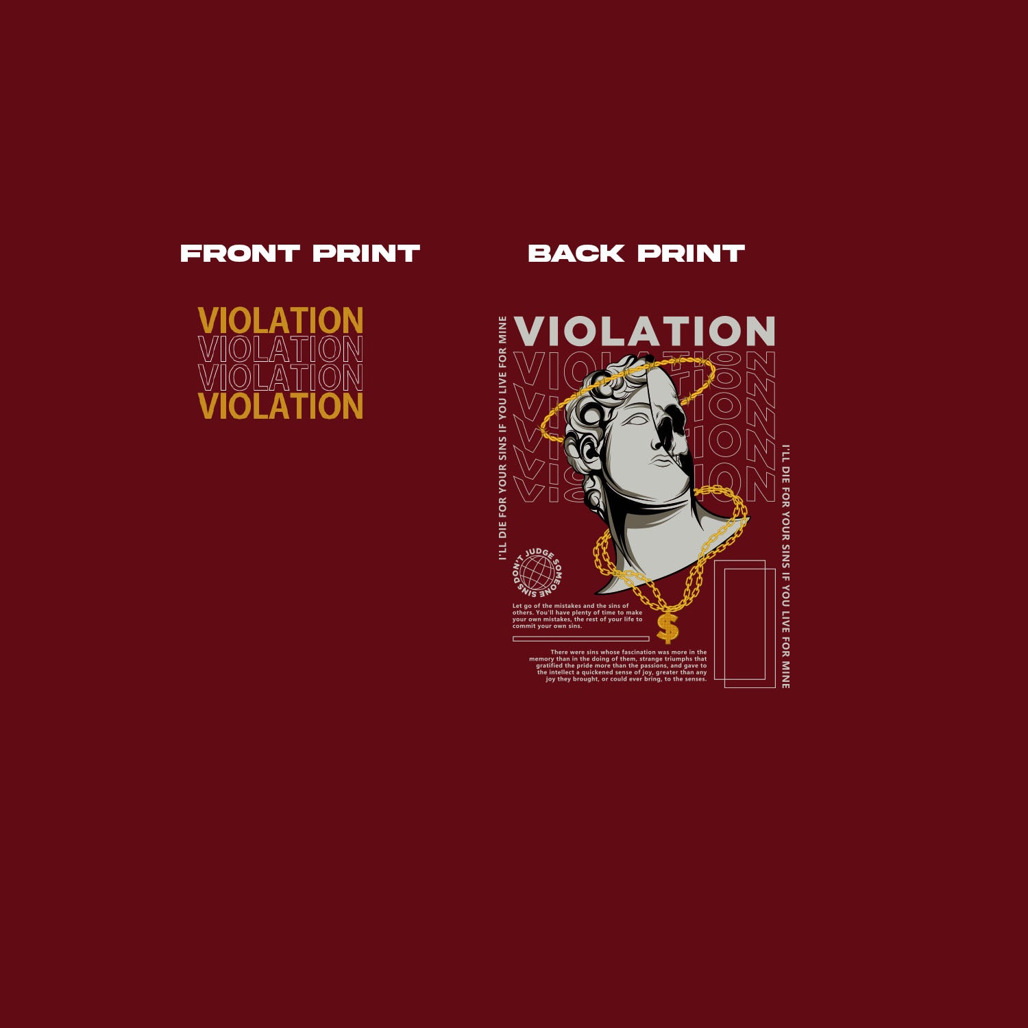 Violation Front & Back Graphic Printed Regular T-Shirt